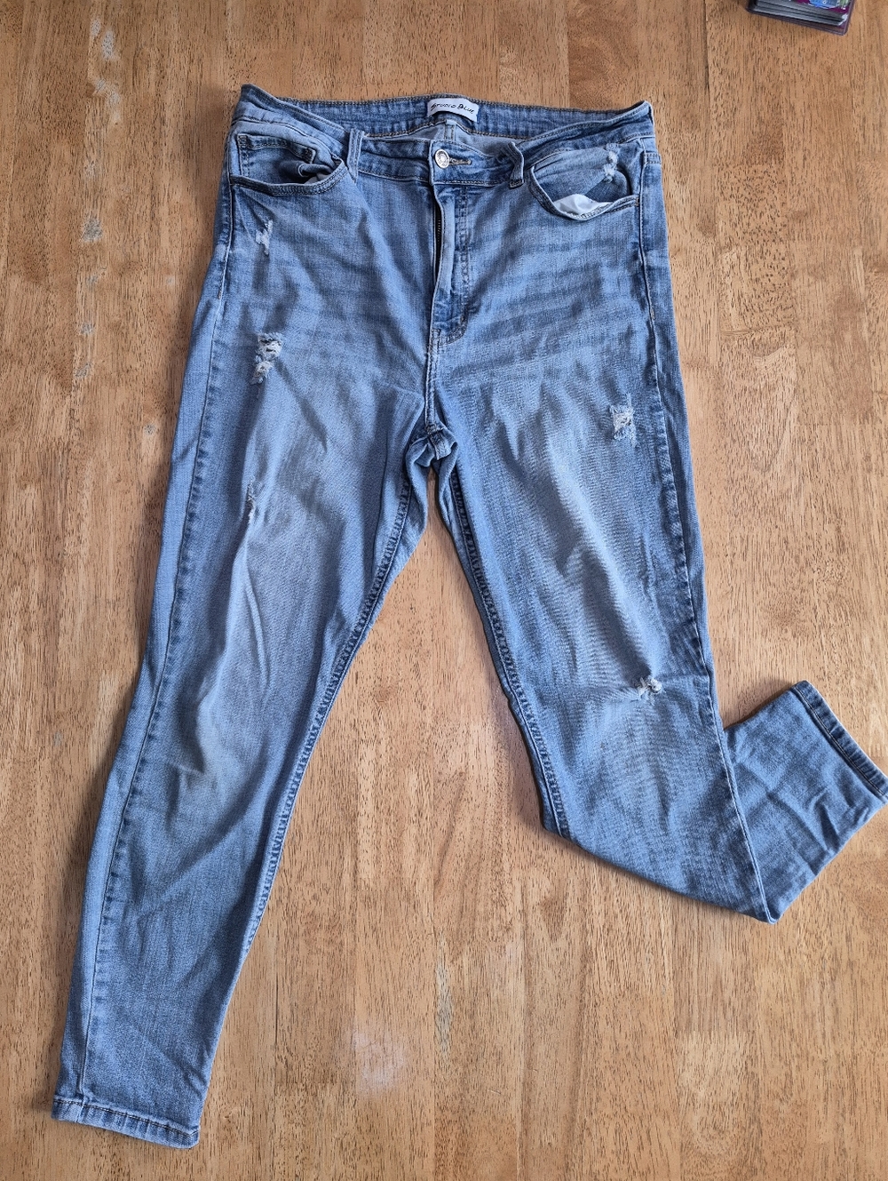 Studio Blue Women's Distressed Light Blue Skinny Jeans Ankle Crop Plus Size